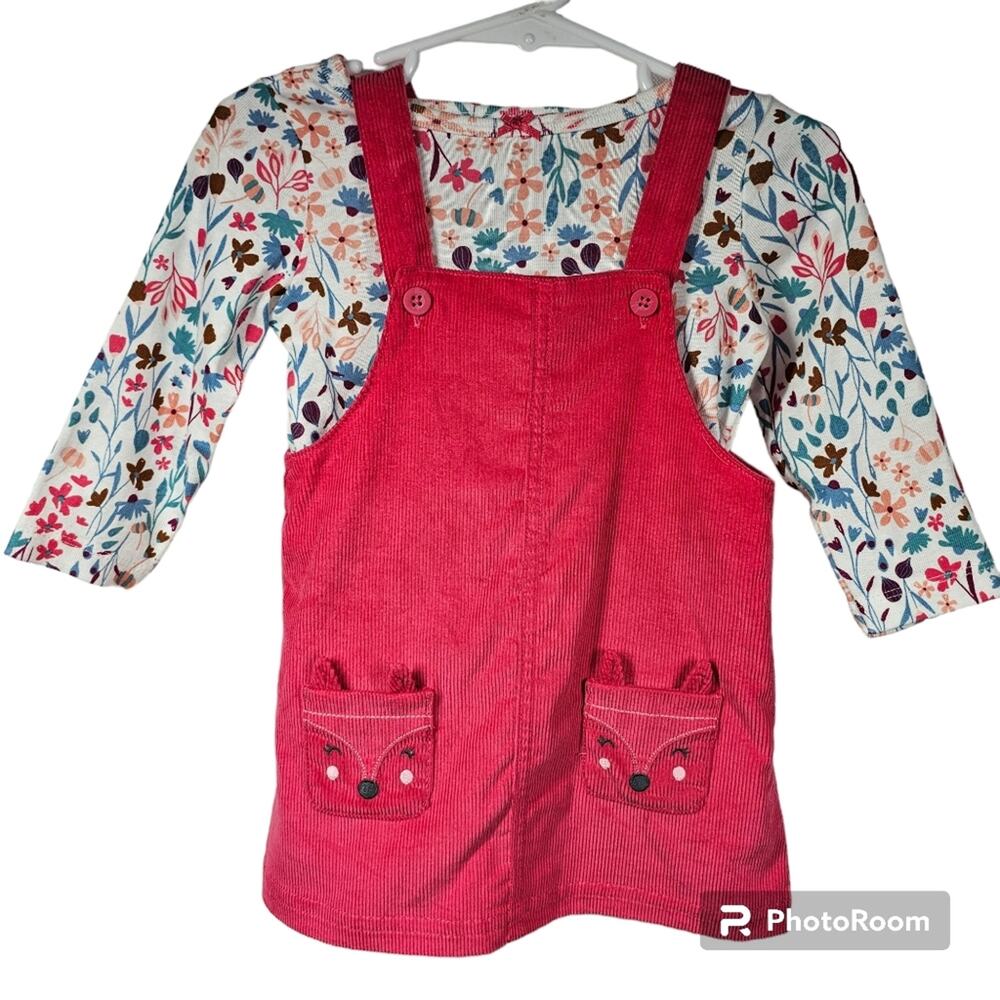 Carter's 2-Piece Outfit - Corduroy Jumper and Floral L/S Top Size 9 Months